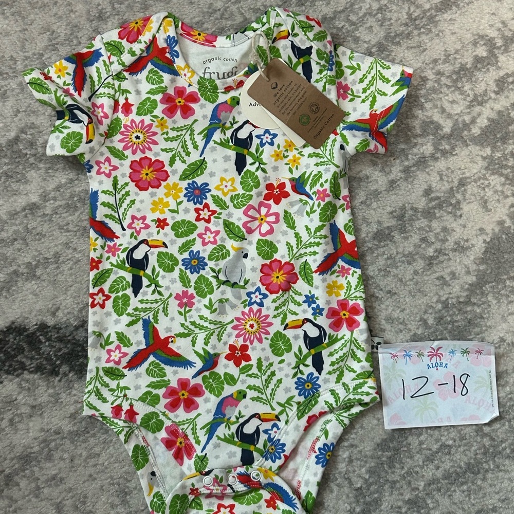 Frugi Vibrant Floral and Bird Print Bodysuit